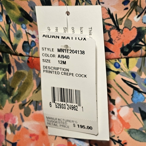 Aiden Mattox Pink Green Blue Floral Drop Shoulder Sheath Midi Dress 12 - Picture 8 of 11